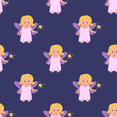 Fairy girls seamless pattern