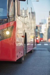 Public transportation / bus in urban surroundings on a station. © astrosystem