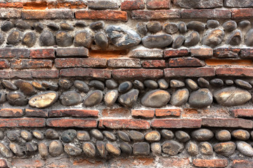 Wall in the opus spicatum arrangement. Historical background characteristic for French architecture.