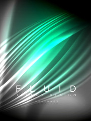 Neon glowing wave, magic energy and light motion background. Vector illustration