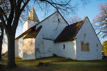 Fototapeta premium Old christian church on the hill in the morning