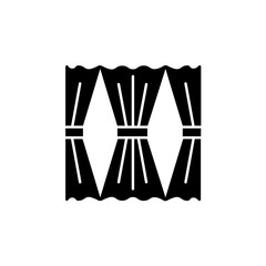 Black & white vector illustration of cafe style curtain. Flat icon of restaurant shade. Window decoration. Isolated object