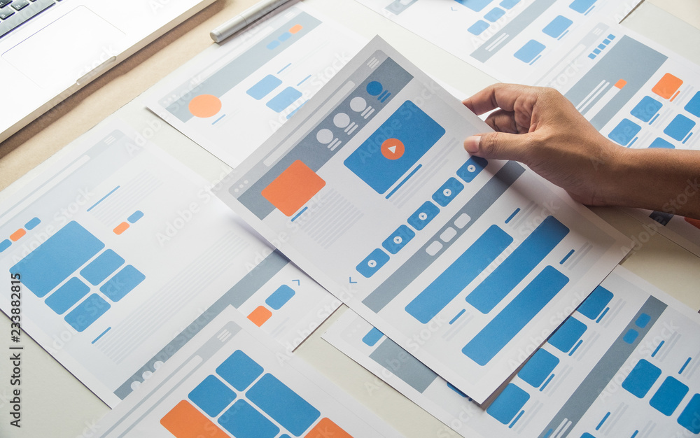 Poster website designer creative planning application developer development draft sketch drawing template l