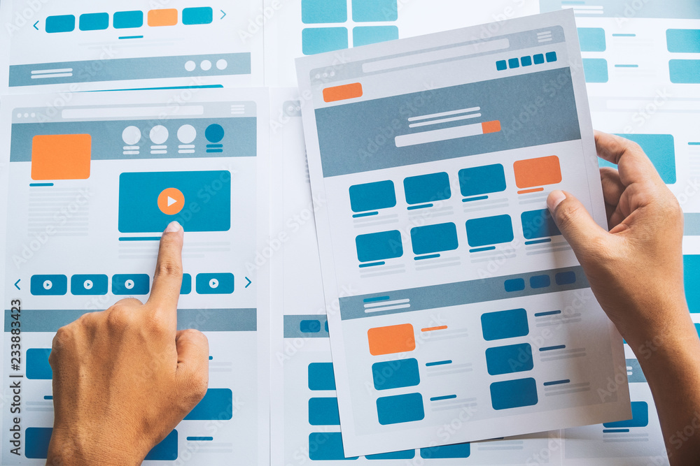 Poster website designer creative planning application developer development draft sketch drawing template l