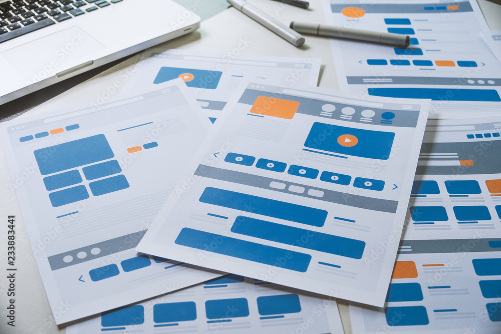 Poster website designer creative planning application developer development draft sketch drawing template l