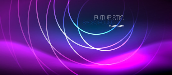 Neon glowing circles background