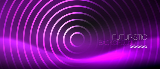 Dark abstract background with glowing neon circles