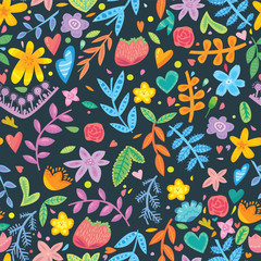 Cute color flower seamless pattern