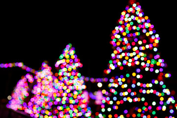 Christmas tree, colorful Bokeh background