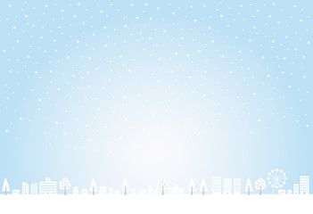 雪と街並み　ホワイトトーン