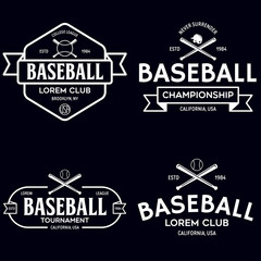 Set of vintage baseball typography emblems, sports logos and design elements. Logotype templates and badges.