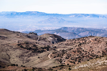 Panorama of rocks, sand and mountains in Spain in Sierra Nevada