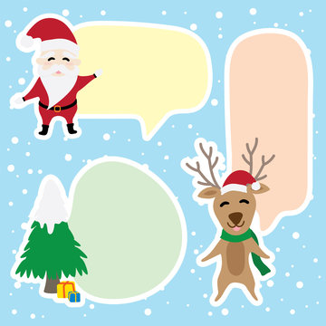 border graphic cartoon about Santa Claus and reindeer in Christmas day