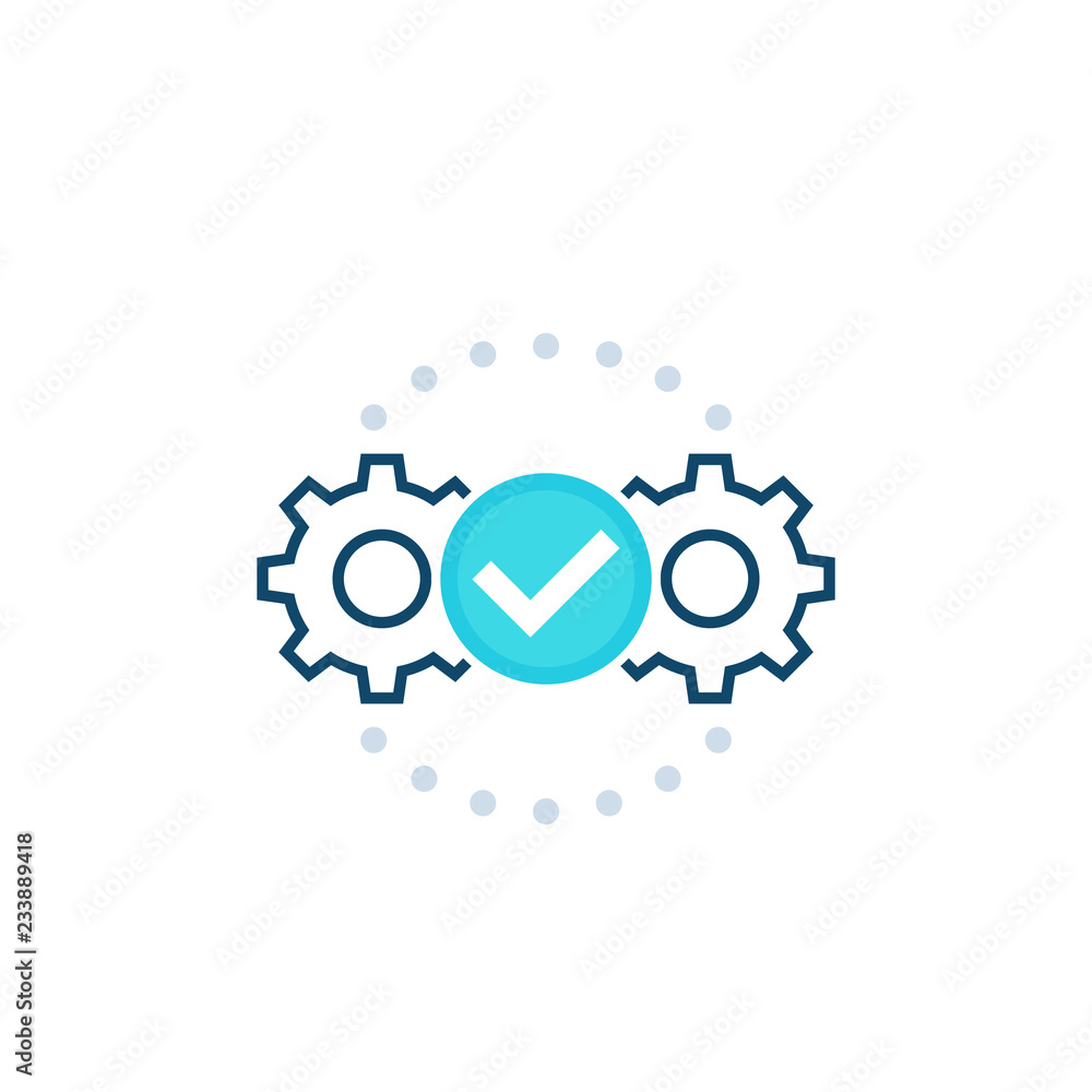 Poster execution vector icon with cogwheels