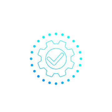 Execution icon with cogwheel, vector