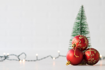 christmas tree with balls and lights, christmas
