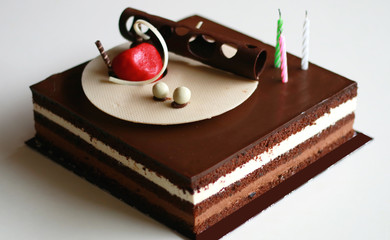 Chocolate birthday cake. 