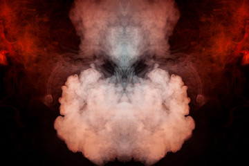 A pattern of smoke resembling a red bird soaring at the top in the form of a mystical figure...