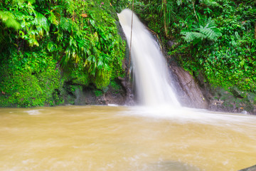 Famous cascade aux ecrevisses on route de la Traversee in Basse-Terre, Guadeloupe