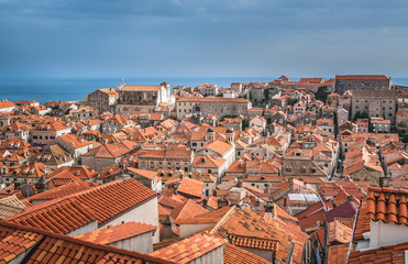 Fototapeta na wymiar Rooftops of old houses in Dubrovnik