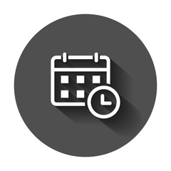 Calendar agenda icon in flat style. Planner vector illustration with long shadow. Calendar business concept.
