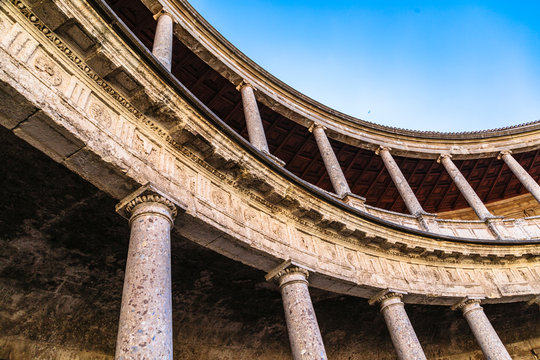 Arena In palace of Carlos 5 in Alhambra complex in Granada
