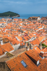 Fototapeta na wymiar Rooftops of old houses in Dubrovnik
