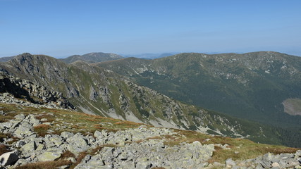 View from Mount Chopok in Sunny Day, ski resort Jasna, Low Tatras National Park, Slovakia