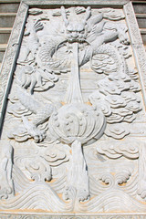 dragon king stone sculpture in a temple