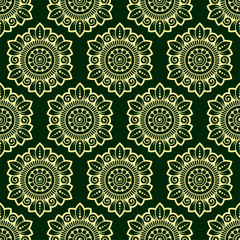 Seamless decorative ornament in ethnic oriental style. Circular pattern in form of mandala for Henna, Mehndi, tattoo, decoration.