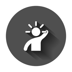 Mind people icon in flat style. Human frustration vector illustration with long shadow. Mind thinking business concept.
