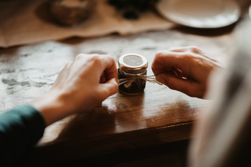 table with wedding decorations