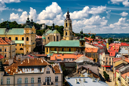 Fototapeta  Przemysl Cathedral and the Old Town, viewed from the Clock Tower. 29-07-2016