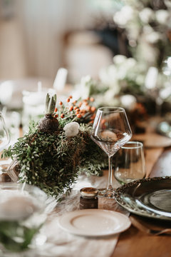 table with wedding decorations