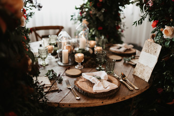table with wedding decorations