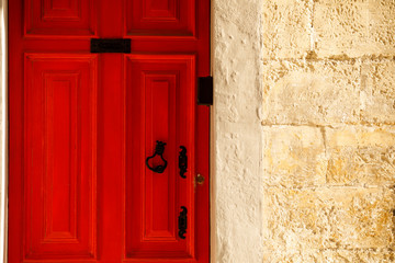 Famous colorful doors in the ancient city of Valletta, Malta