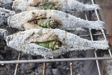 Grilled Tilapia fish in market of Thailand