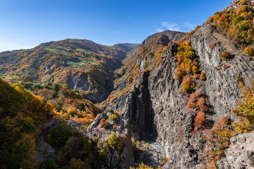 View of the steep mountain gorge