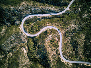 Winding road aerial view