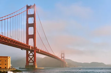 Tischdecke Golden Gate Bridge am Morgen, San Francisco, Kalifornien © haveseen