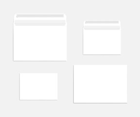 White blank self seal C5, C6 envelopes - open and closed, mock-up