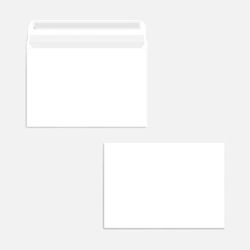 White blank self seal C5 envelope - front and back, realistic mockup