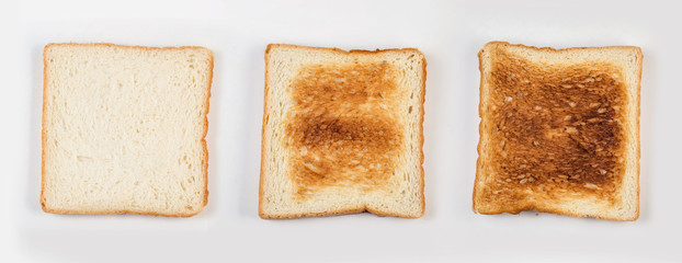 Set of three slices toast bread isolated on white