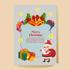 cute christmas poster with happy santa claus
