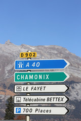 Fototapeta premium Panneau. A40. Chamonix. Le Fayet. Bettex. / Sign. A40. Chamonix. The Fayet. Bettex.