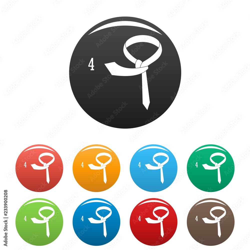 Poster make tie icons set 9 color vector isolated on white for any design