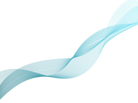 Blue Gradient Wave. Abstract And Transparent Wavy Ribbon For Your Design.