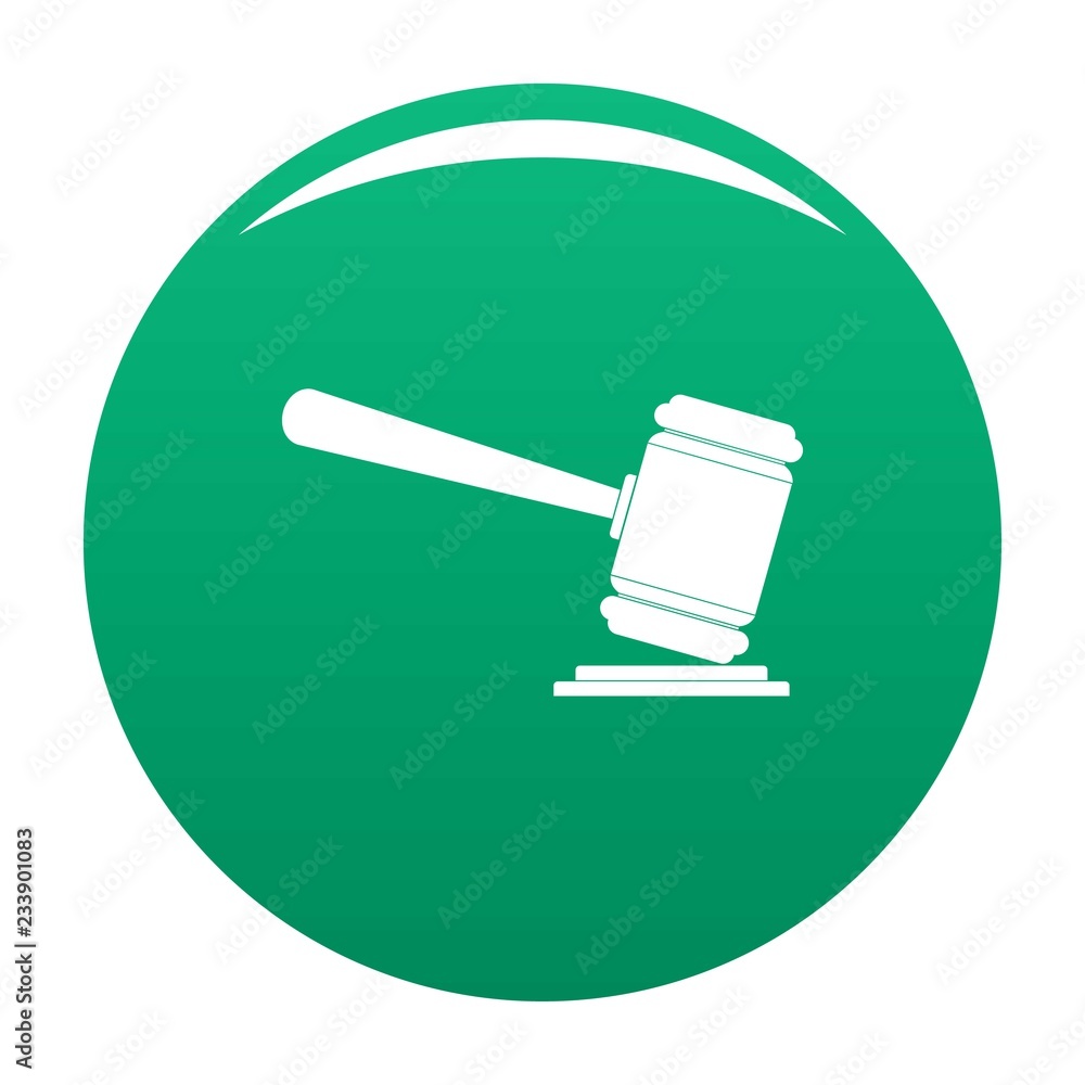 Poster judge gavel icon. simple illustration of judge gavel vector icon for any design green