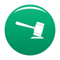 Judge gavel icon. Simple illustration of judge gavel vector icon for any design green