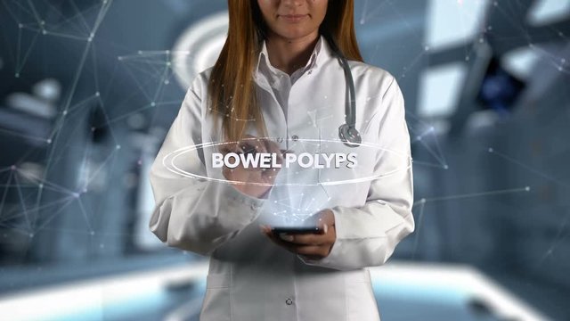 Female Doctor Hologram Word Bowel polyps